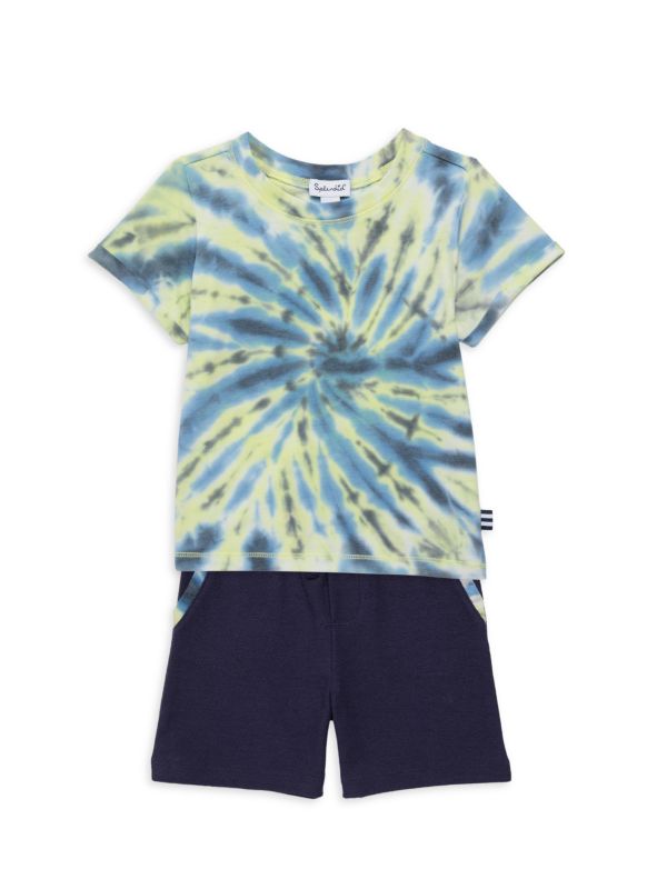 Splendid ?Baby Boy's 2-Piece Swirled Tie Dye Tee & Shorts Set